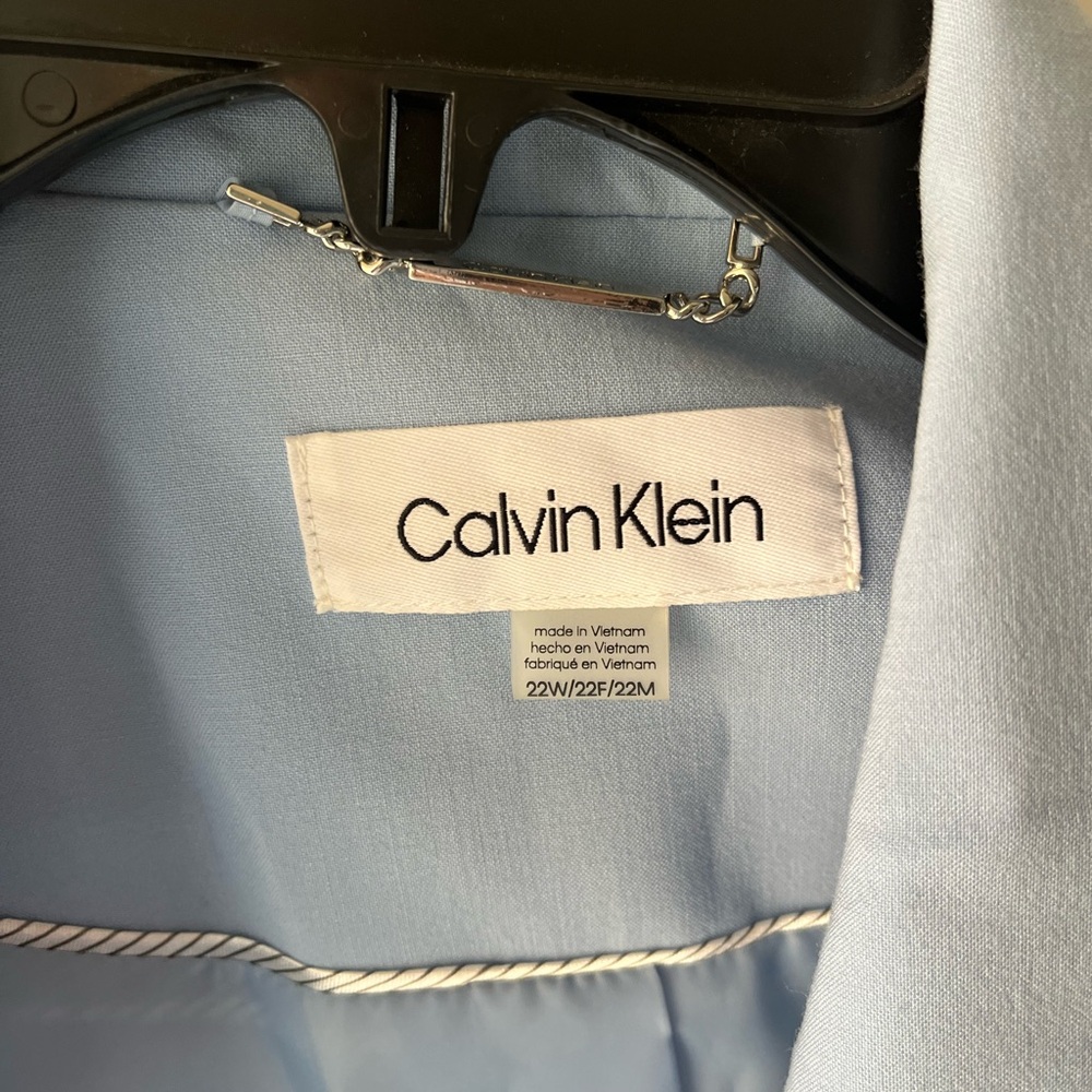 Calvin Klein NEW 22W light blue open-front casual blazer three-quarter sleeves - Picture 3 of 8